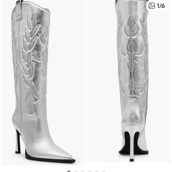 Steve Madden Metallic Silver Heeled Boots - Picture 4 of 4